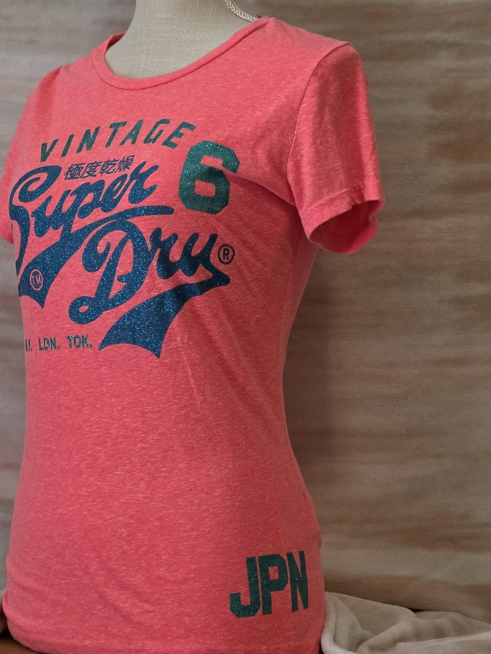 Superdry Vintage Logo Tee in Coral Pink - Picture 2 of 5